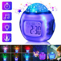 Music LED Star Sky Projection Lamp Digital Alarm Clock Calendar Thermometer - £16.50 GBP