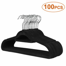 100Pcs Velvet Hangers Premium Non-Slip Flocked Suit/Shirt/Pants Clothes Hangers - £47.07 GBP