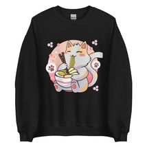 Ramen Cat Kawaii Anime Cat Sweatshirt, Japanese Noodle Funny Anime Unisex Sweats - £21.71 GBP+