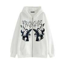 Men Jacket Hip Hop Streetwear Hooded Jacket   Dark Print Jacket Coat Harajuku Co - £65.89 GBP