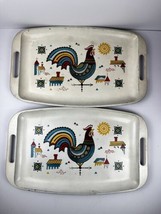 Vintage MCM Rooster trays (2) 15x9.5&quot; Plastic Made in Japan - £7.22 GBP