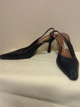 Donald J Pliner Black Slingback MOSIS Leather Heels Size 6.5 Pointed Toe - $17.95