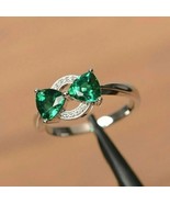 2Ct Trillion Cut Lab Created Green Emerald Wedding Ring In 14k White Gol... - £61.72 GBP