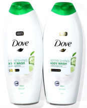 2 Bottles Dove Refreshing Body Wash Cucumber Green Tea Quarter Moisturizing - £26.66 GBP