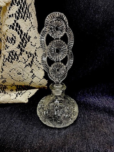 Beautiful Vintage Unmarked CZECH CRYSTAL Perfume Bottle 7 1/4” Tall - $38.61