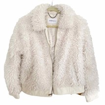 BCBGeneration Cream Faux Fur Shearling Bomber Jacket Mob Wife Large - £117.63 GBP