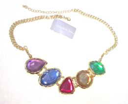 Cookie Lee Colorful Acrylic Rhinestone Necklace NEW 17-19&quot; - £7.82 GBP