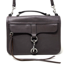 REBECCA MINKOFF Bowery Leather Crossbody Bag Top Handle Smoke Gray Tailo... - £35.39 GBP