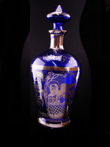 Vintage Religious decanter - cobalt &amp; silver - Peace be with you - St mark and L - £139.88 GBP