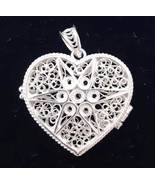 Heart Shaped Silver Filigree Locket Pendant from Macedonia, &quot;Splendid Fa... - £132.94 GBP