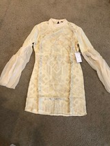Free People Cleo Tonal Embroidered Mini Dress Size 0 Bell Sleeve OB966839 Tea - £73.82 GBP