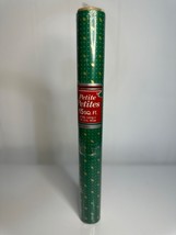 Vintage Petite Petites Green Wrapping Paper Roll 15 Sq Ft Gold Stars Design - $13.98