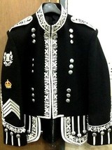 Men&#39;s Coat Embroidered Blazer Black Wool Doublet Silver Bullion Hand New Wear - £482.49 GBP