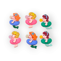 Girls Mermaids Blowing Bubbles Flatback Charms Cabachons 6 Piece Lot - $14.83