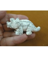 (Y-DIN-TR-727) white Howlite Triceratops DINOSAUR gemstone carving Juras... - $34.28 CAD