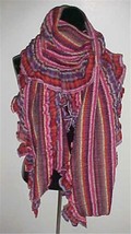 Purple/Pink Multi Colored Oversized Ruffled/Pleated Scarf #123...NEW IN ... - $14.01