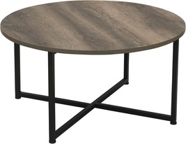 Household Essentials Jamestown Round Coffee Table Ashwood Rustic Wood, Taupe - $74.99