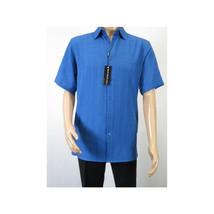 Men Short Sleeves Sport Shirt by BASSIRI Light Weight Soft Microfiber 60071 Blue image 4