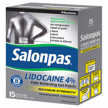 Salonpas LIDOCAINE 4% Pain Relieving Gel-Patch, 15 Patches - £798.35 GBP