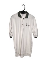 Vintage Inner Harbor Men&#39;s Large Golf Rugby Polo White Waffle Knit Cotton - £14.22 GBP