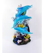 Marine Life Three Dolphins Figurine Statue Playing Around the Coral / 90101 - $58.90