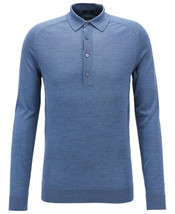 Hugo Boss Mens Blue Fontani Slim Fit Silk Long Sleeve Polo Shirt Medium ... - £269.80 GBP
