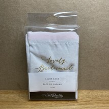 Pack of 5 Lovely Bridesmaid Favor Bags White W/ Pink Drawstring Style Me Pretty - £3.99 GBP