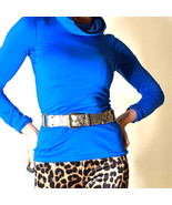 1980s Gold Leather Belt Career Dress Belt Designer Snakeskin Print - €74,66 EUR