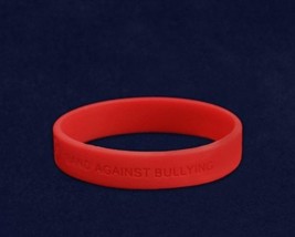 5 Adult Red Band Against Bullying Anti-Bullying Silicone Bracelet - $13.50
