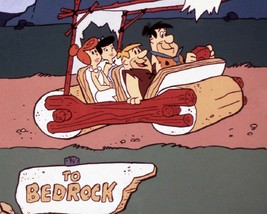 The Flintstones Fred &amp; Wilma Barney &amp; Bettie in Flintmobile 8x10 inch photo - £7.66 GBP