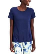 allbrand365 designer Womens Activewear Mesh-Back T-Shirt color Indigo Sea Size S - £14.32 GBP