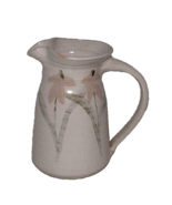 Pottery Hand Made Pitcher Water Cone Flowers Pink Signed Glazed Art Deco... - $22.72