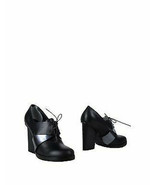 New JIL SANDER 37 7 platforms heels shoes lace up oxfords leather black ... - £198.10 GBP