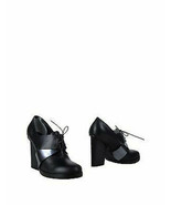 New JIL SANDER 37 7 platforms heels shoes lace up oxfords leather black ... - $342.61 CAD