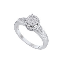 10k White Gold Round Diamond Cluster Bridal Wedding Engagement Ring 1/4 Ctw - £239.00 GBP