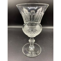 Vintage set of 5 Blown Glass Diamond point Cross hatch Water Goblet Crystal - £57.72 GBP