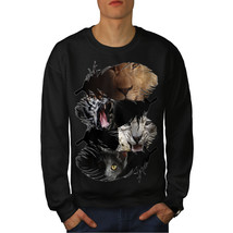 Wellcoda Big Cat Tiger Lion Mens Sweatshirt, personage Casual Pullover Jumper - £24.49 GBP+