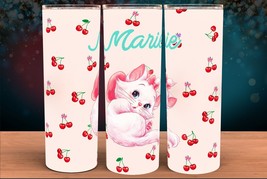 Marie Aristocats Cherry White Kitten Cup Mug Tumbler  20oz - £15.91 GBP