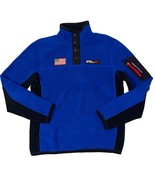 RLX Ralph Lauren Royal Blue Pullover 1/4 Button Fleece USA Flag Pockets ... - £33.64 GBP