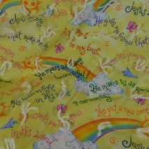 Handmade Baby Quilt Jesus and Me Orange &amp; Yellow Sunshine Rainbows Butterflies - £23.27 GBP