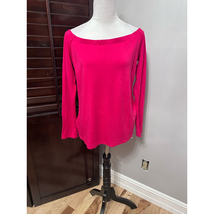 Gibson Womens Casual Top Pink Solid Long Sleeve Off Shoulder Wide Neck S... - £14.53 GBP