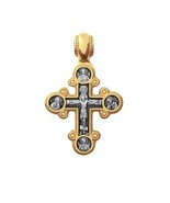 Sterling Silver 925 Gold Plated Russian Orthodox Style Crucifix Cross - €75,05 EUR