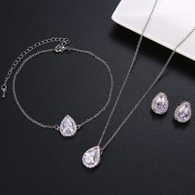 Three Pcs Necklace Bracelet and Earrings Sets for Women Wedding Nigerian Water D - £23.67 GBP