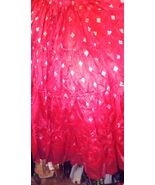 RED SILK BROCADED PEACOCK TRIBAL ATS GORGEOUS RED PADMA GYPSY SKIRT 36 &quot; - $2,352.22 MXN