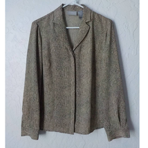 Liz Claiborne Brown Beige Animal Print Button Up Shirt Long Sleeves Wome... - £15.57 GBP