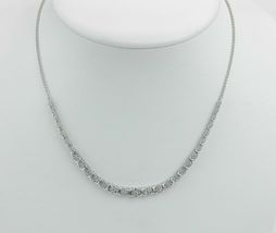 Vintage 6ct Diamond Cluster Tennis Necklace 14K White Gold Over Adjustable Chain - £156.94 GBP