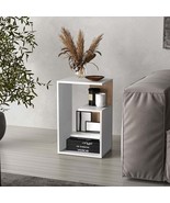 Everet 25&#39; High 3-Tier Side Table Black White Natural Oak Furniture - $1,687.47 MXN