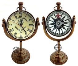 Orologio da tavolo nautico marittimo antico con supporto in ottone da... - £26.02 GBP