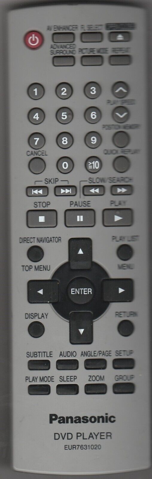 Panasonic DVD Player Remote Model #EUR7631020 - $5.94