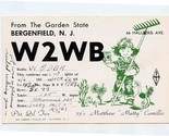 QSL Card W2WB Bergenfield New Jersey 1958 The Garden State - $13.86